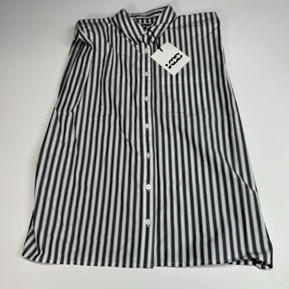 KBB by Kahlana Women's Striped Sleeveless "The Shoulder Pad" Shirt S
